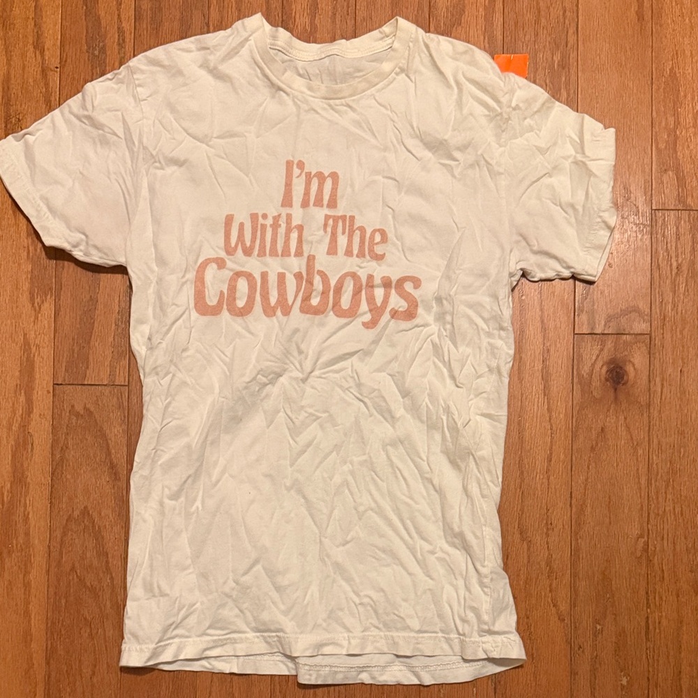 White Womens Shirt with 'I'm With The Cowboys' Print